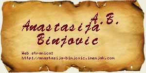 Anastasija Binjović vizit kartica